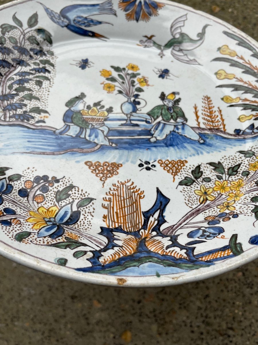 Moulins - 18th Century Earthenware Plate With Chinese And Grotesque Decor-photo-6